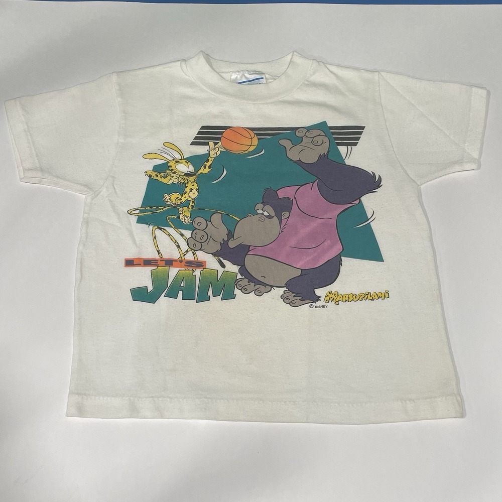 Rare Vintage 90s Marsupilami Disney Let's Jam‎ Graphic T-Shirt Kids 5/6 Made USA